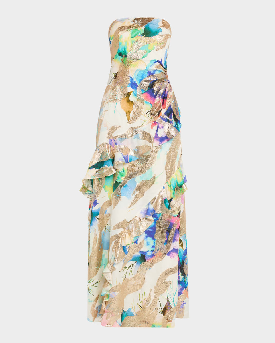 Dominika Strapless Metallic Jacquard Gown